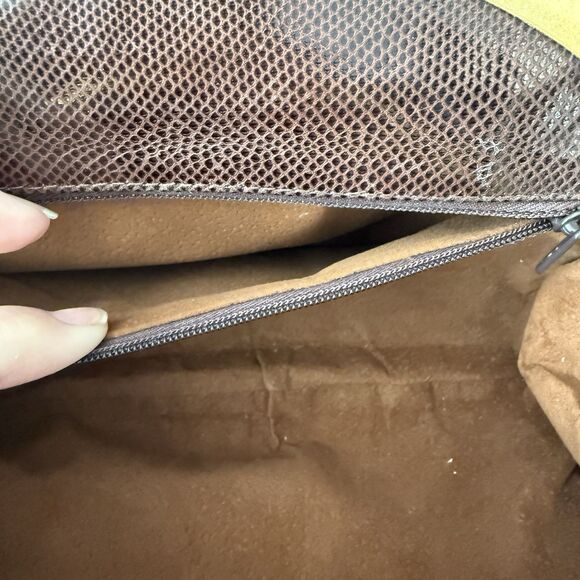 Vintage Fleur de Paris Snake Skin Clutch Shoulder Bag Made In Spain Brown Gold - Picture 8 of 9